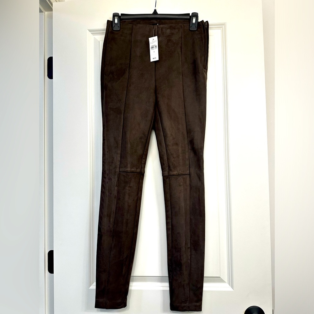 Loft dress pants, brown, lined, soft suede texture